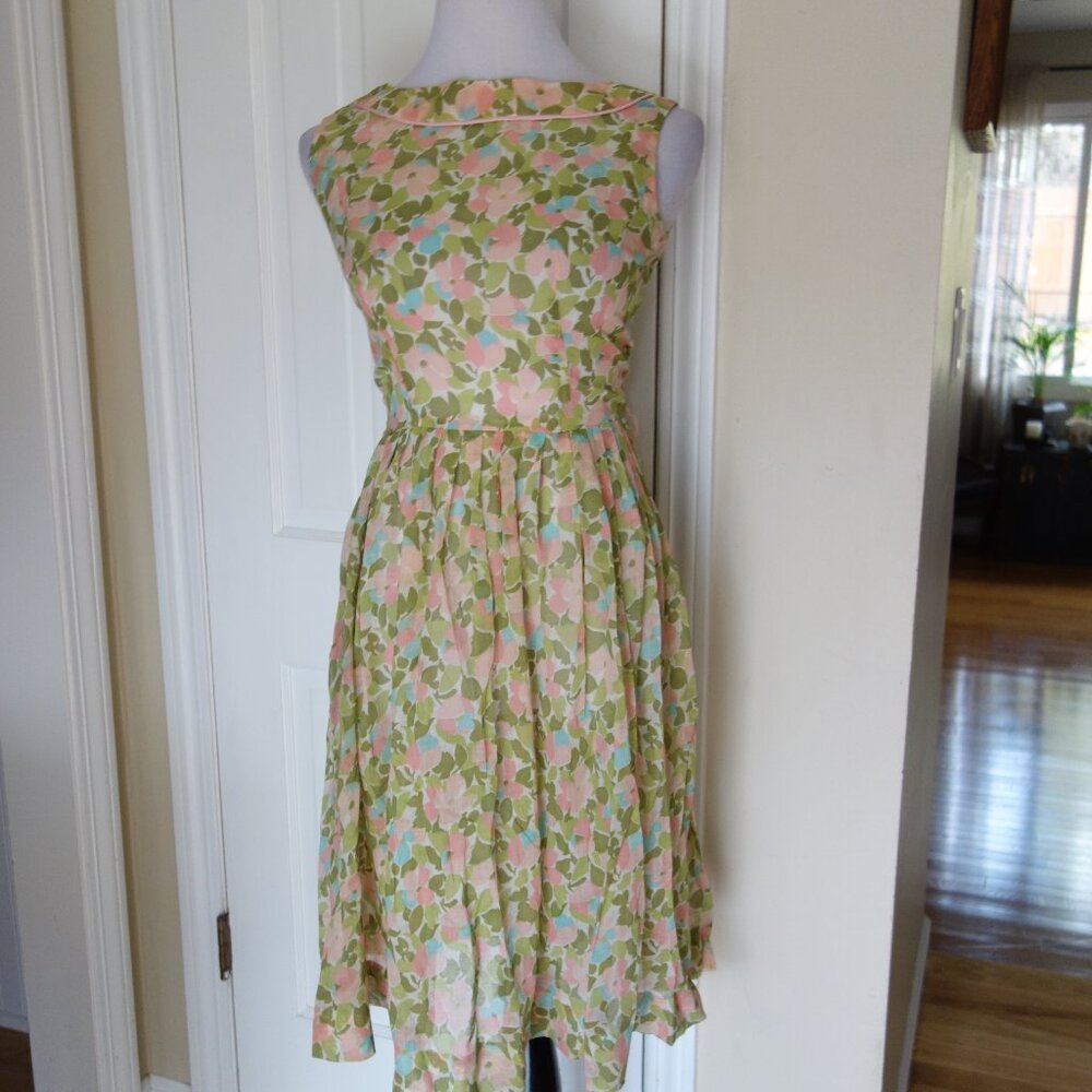 Vtg CAROL BRENT Floral Sleeveless Sheer Dress – 9/10